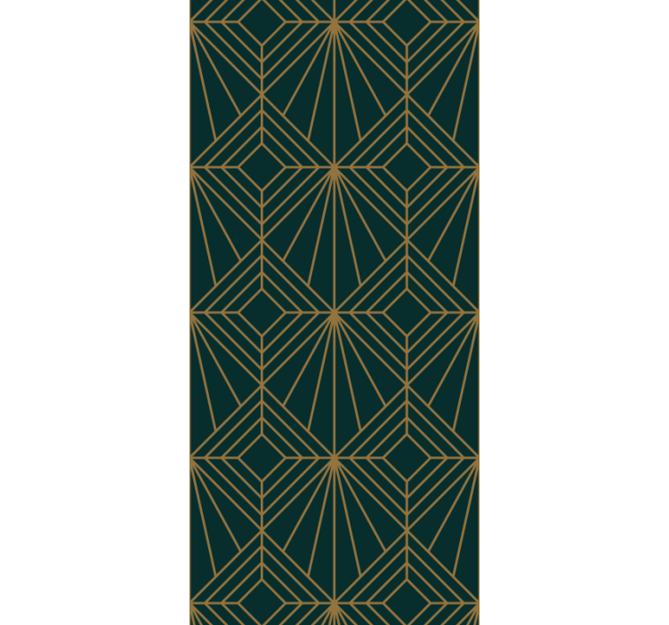 Geometric wallpaper stylish green and golden pattern - TenStickers
