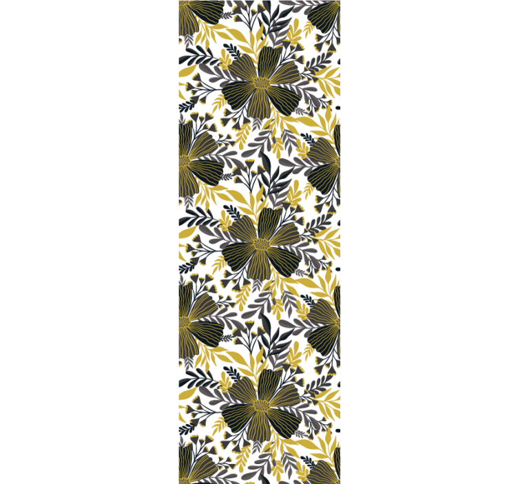 Grey and yellow lines flower pattern wallpaper - TenStickers