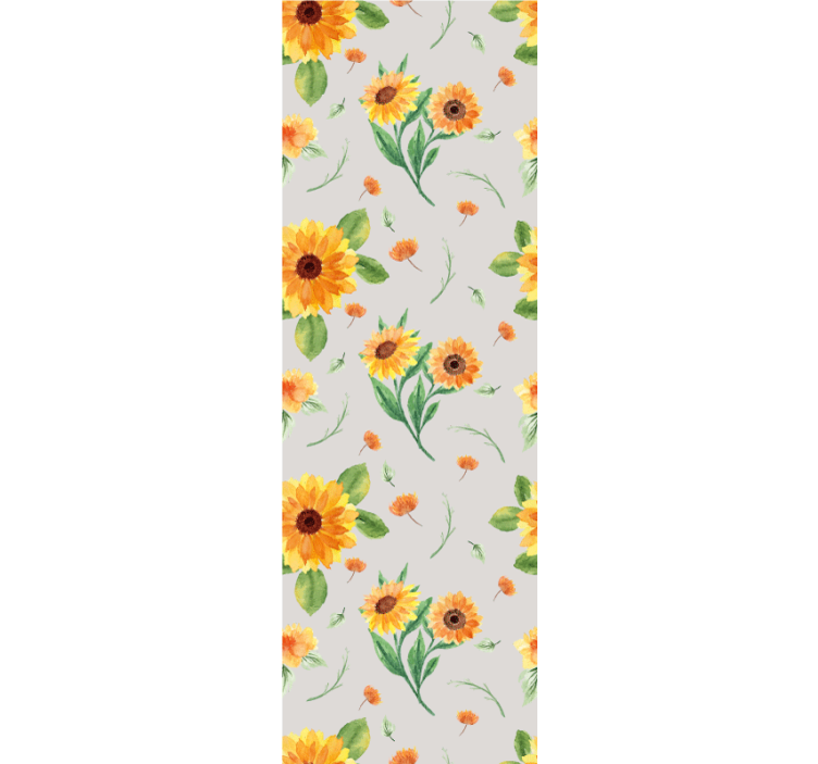 Sunflower watercolor flower pattern wallpaper - TenStickers
