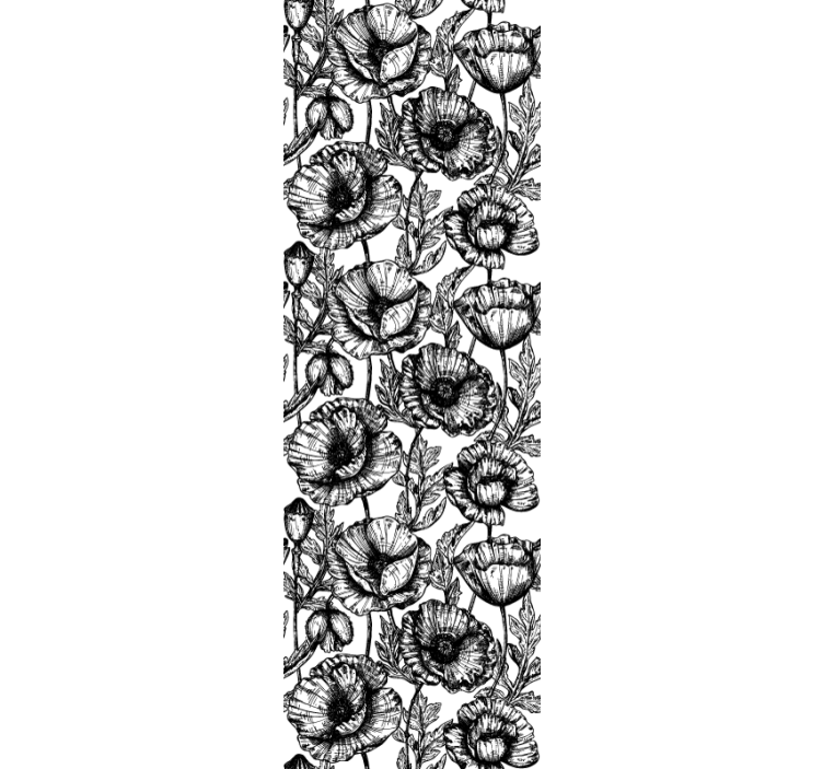 Black Floral Pattern flower wallpaper - TenStickers