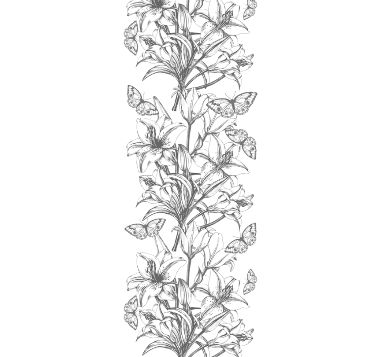 Butterflies and Lilies flower wallpaper - TenStickers