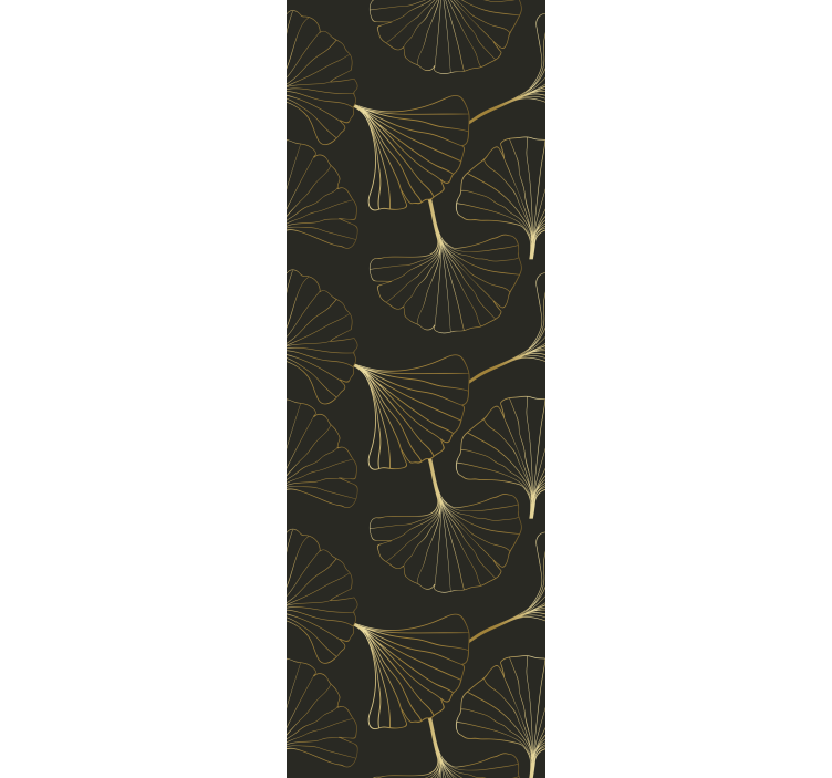 Ginkgo Leaves Charcoal Gold Modern Wallpaper - TenStickers
