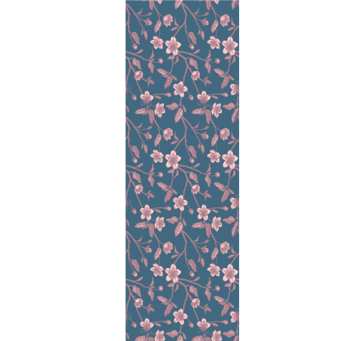 Pink leaves and blue background wallpaper - TenStickers