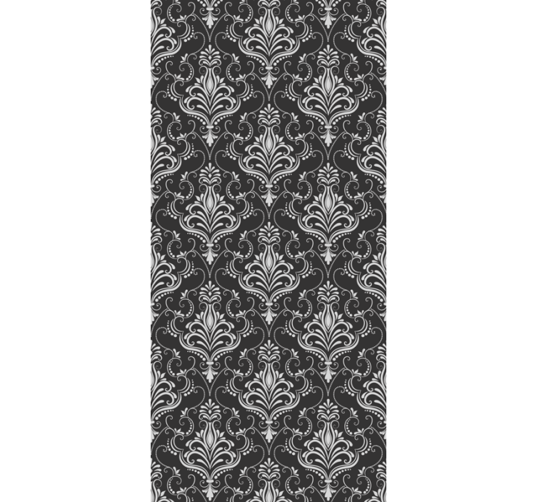 Baroque botanical motif home office wallpaper - TenStickers