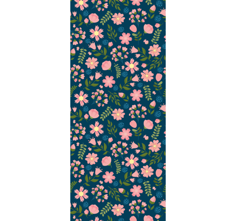 Pink and Blue Pattern flower wallpaper - TenStickers