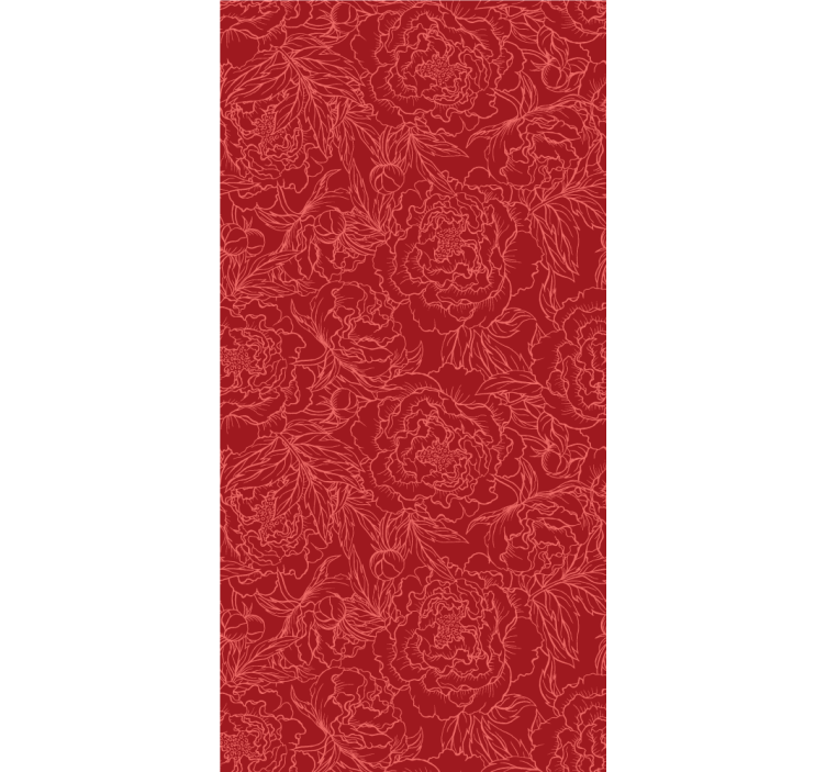 Red Outline Roses Pattern flower wallpaper - TenStickers