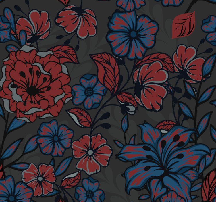 Roses and leaves with dark colors wallpaper - TenStickers