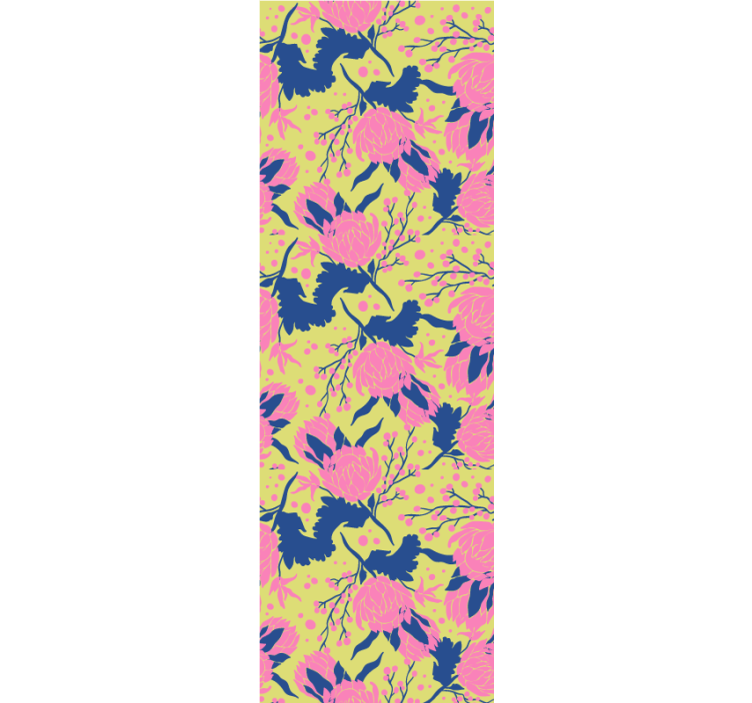 Classic yellow and pink flower wallpaper - TenStickers