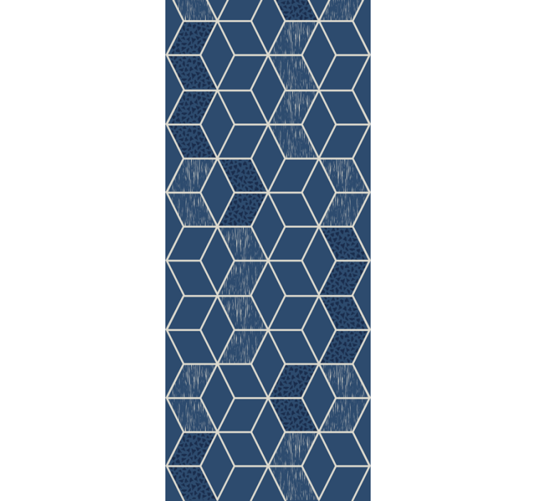 Blue honeycomb shape living room wallpaper - TenStickers