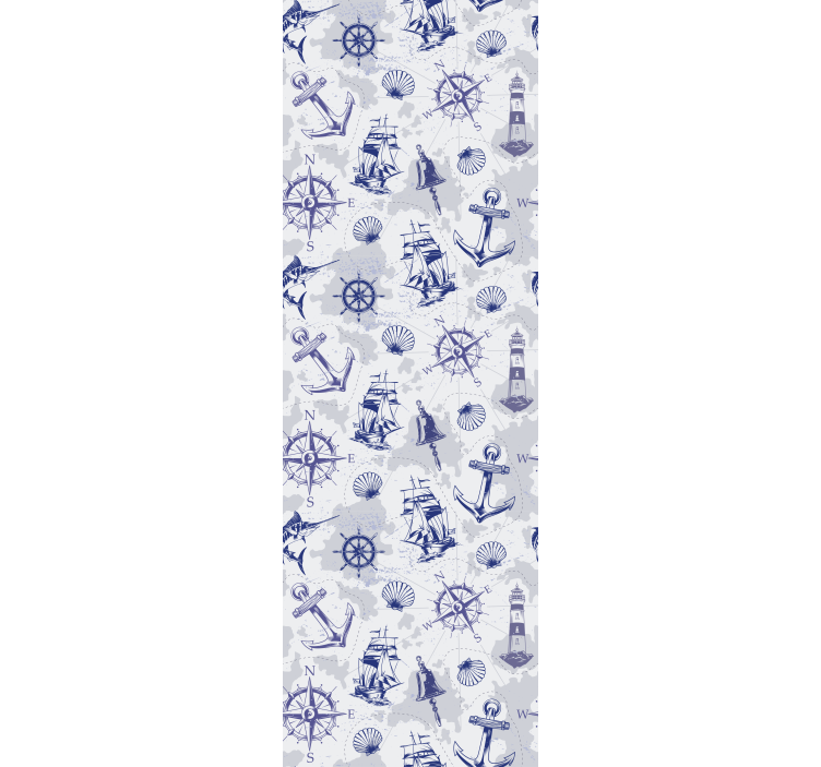 Compass and sailboat pattern children wallpaper - TenStickers