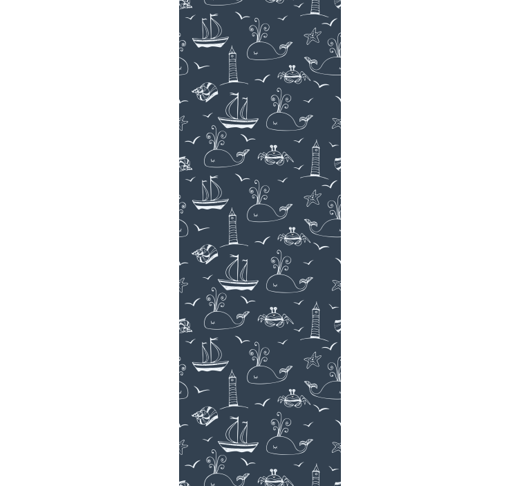 Whale  nautical scene fish wallpaper - TenStickers