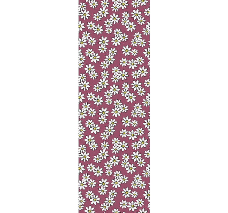 Flower wallpaper daisies on red pattern - TenStickers