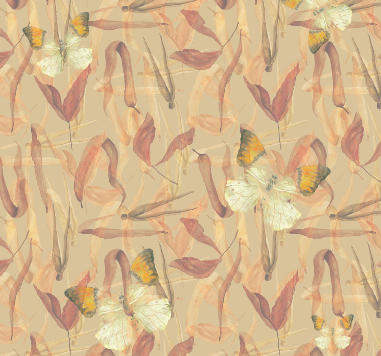 Butterflies and dried leaves living room wallpaper - TenStickers