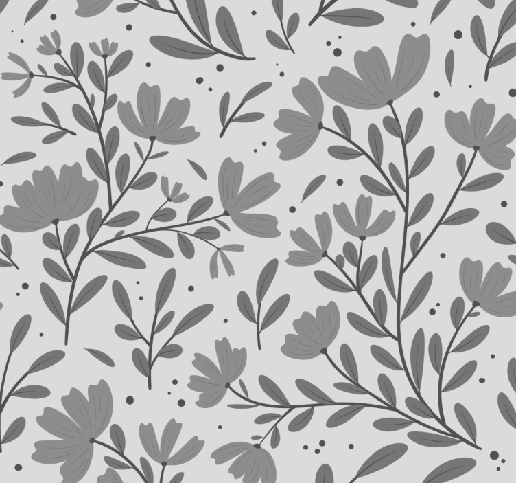 gray flowers pattern flower wallpaper - TenStickers