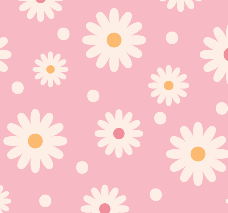 Daisy Pattern Design flower wallpaper - TenStickers