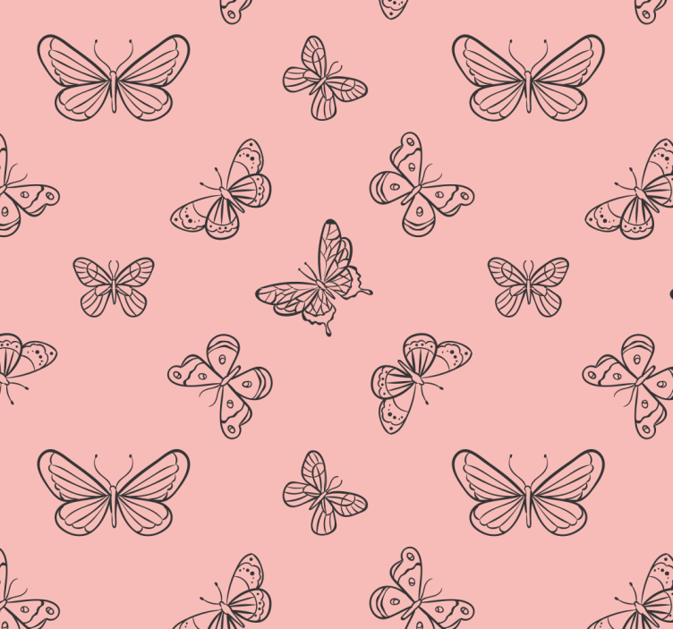 Butterfly Pattern pink wallpaper - TenStickers