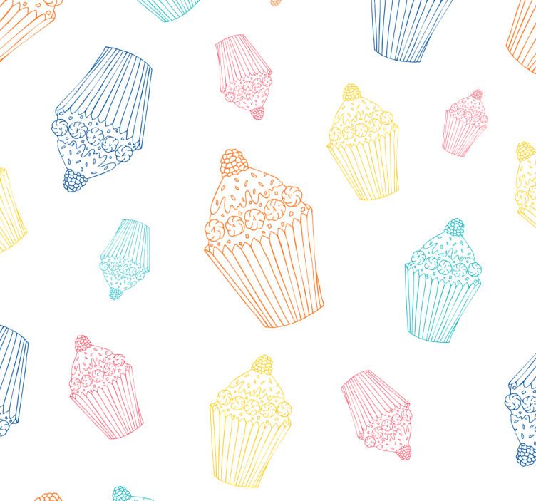 Cupcake Sketches kitchen wallpaper - TenStickers