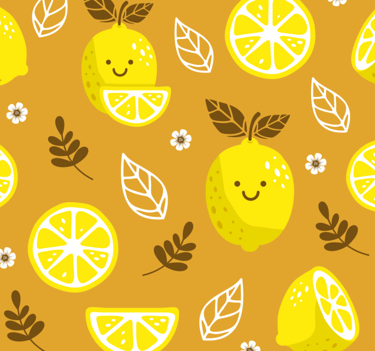Cheerful Citrus Pattern kitchen wallpaper - TenStickers