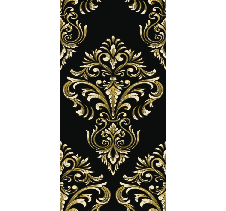 Traditional golden pattern black wallpaper - TenStickers