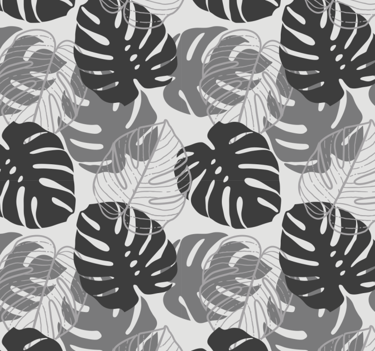 Monochrome Leaf Pattern folliage wallpaper - TenStickers
