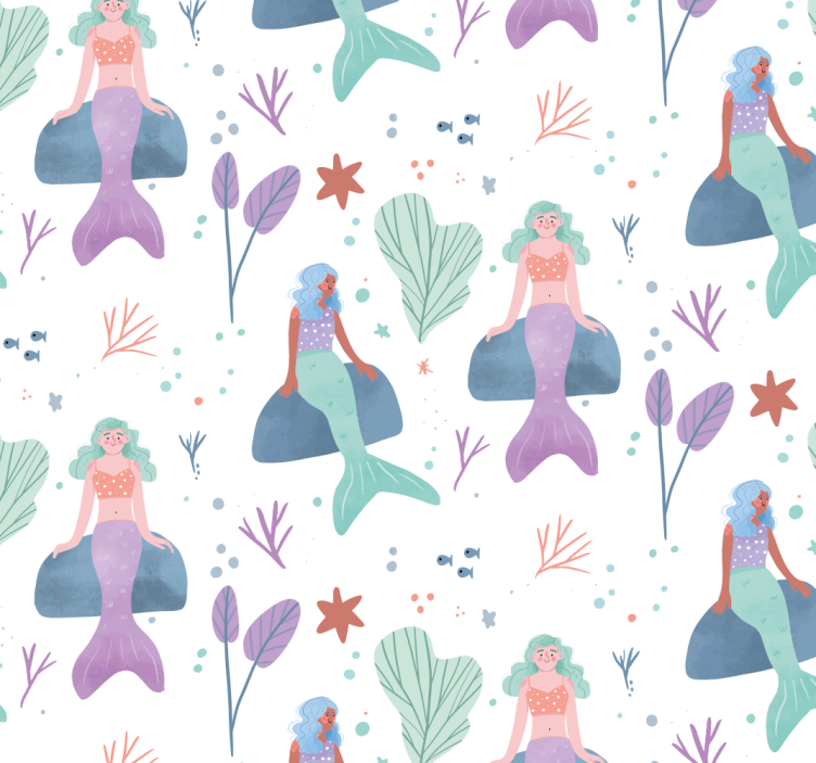 Mermaid Fantasy kids wallpaper - TenStickers