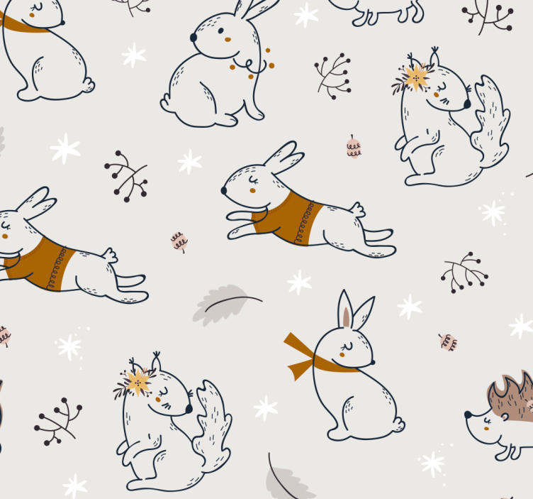 Playful Bunny Motif animal wallpaper - TenStickers