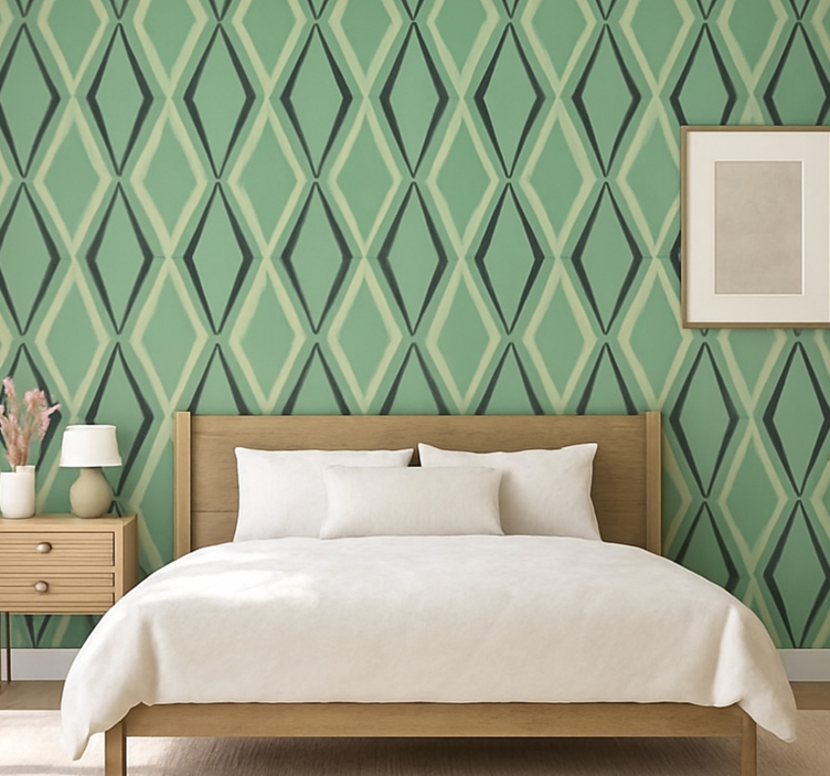 1930's green diamonds vintage wallpaper - TenStickers