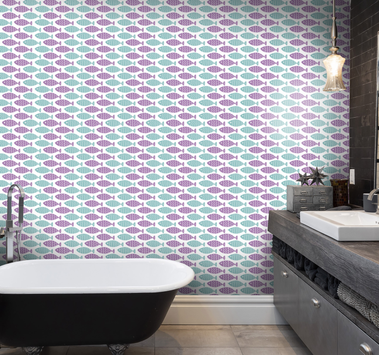 Geometric Fish Motif nursery wallpaper - TenStickers