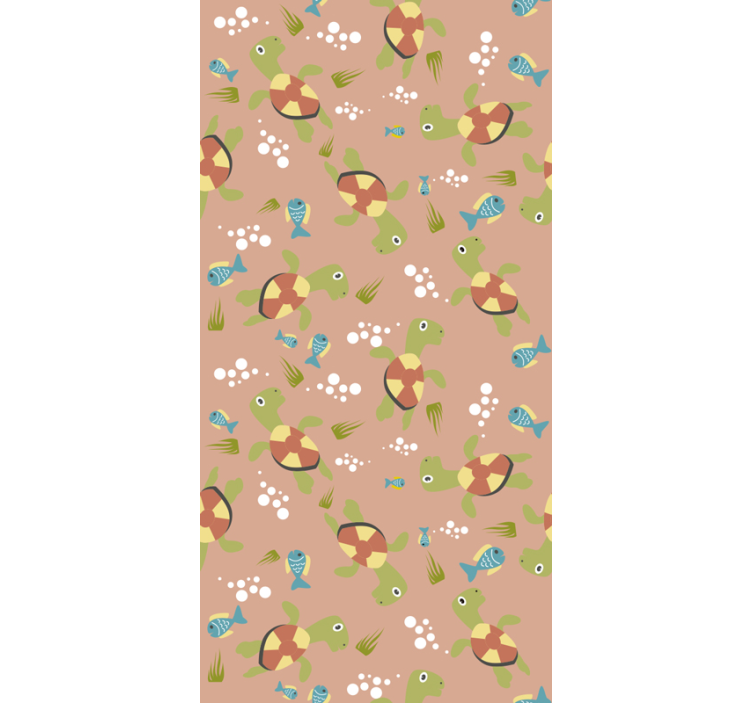 Fishes and turtles pattern fish wallpaper - TenStickers
