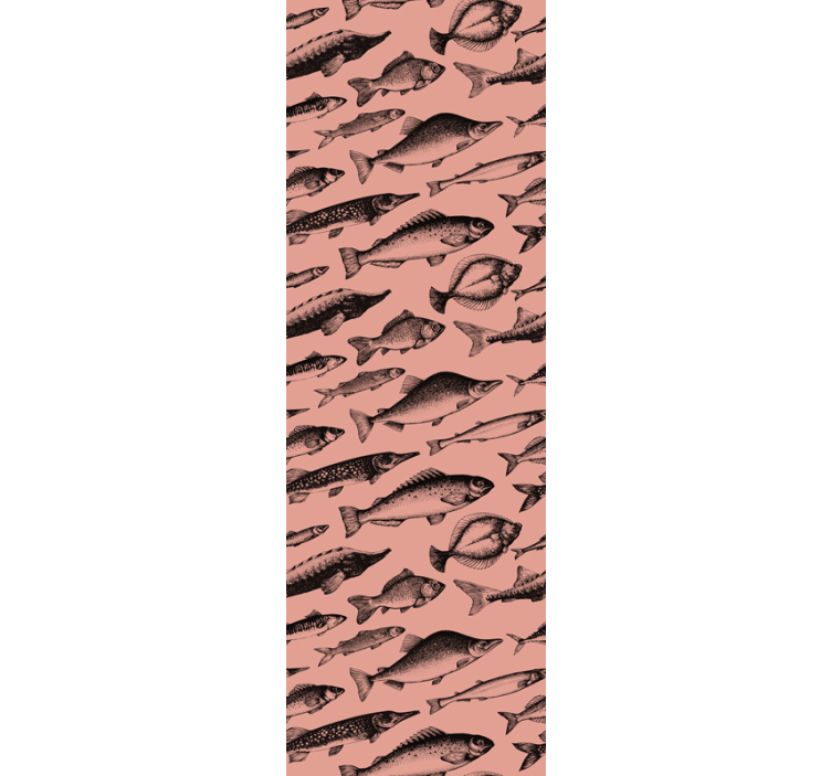 Fish wallpaper in a pink fish pattern - TenStickers