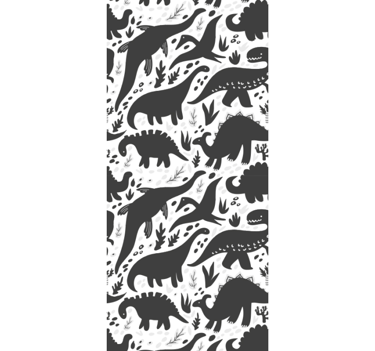 Dinosaur black pattern Animal wallpaper - TenStickers