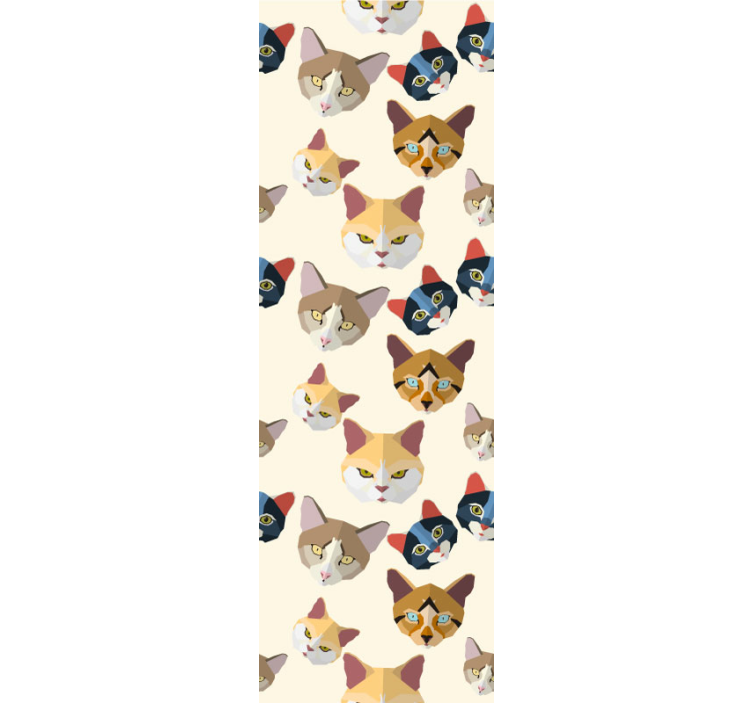 Geometric Cat Faces cat wallpaper - TenStickers