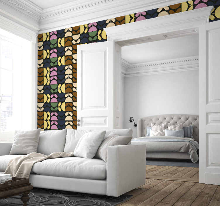 Stylized Leaf Patterns floral ornament wallpaper - TenStickers