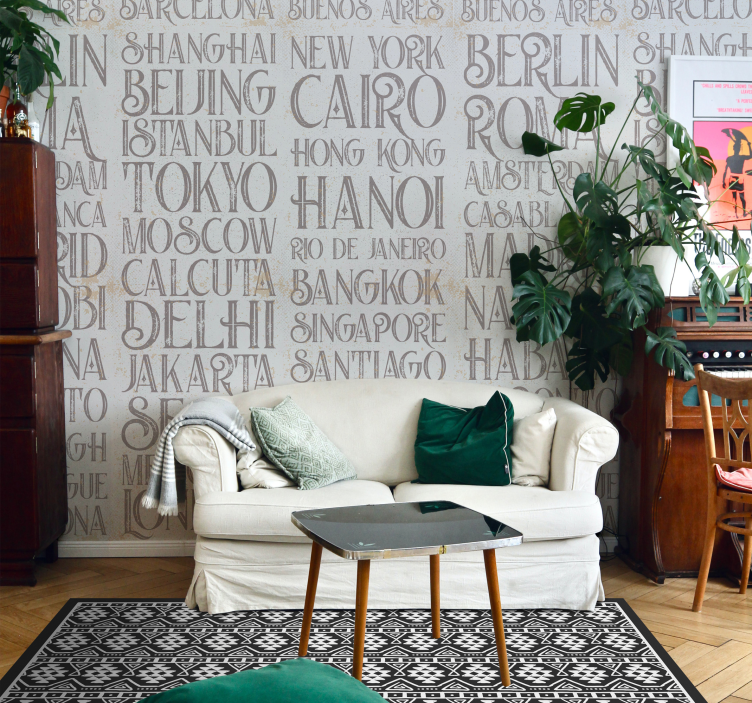 Cities of the World lettering wallpaper - TenStickers