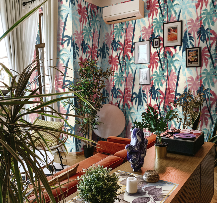 Vibrant palm canopy jungle wallpaper - TenStickers