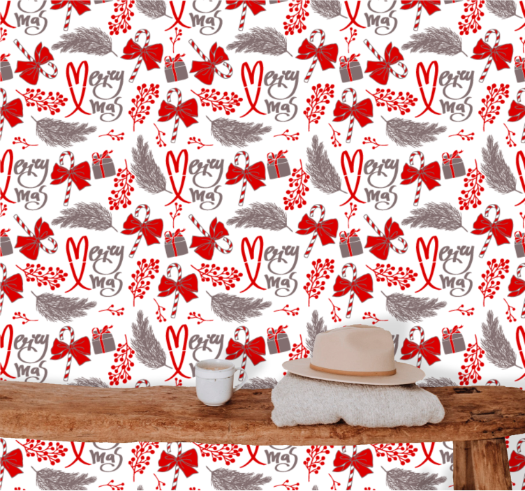 Festive Holiday Elements christmas wallpaper - TenStickers