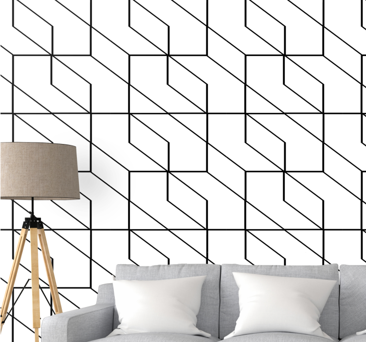 Abstract Line Shapes geometric wallpaper - TenStickers