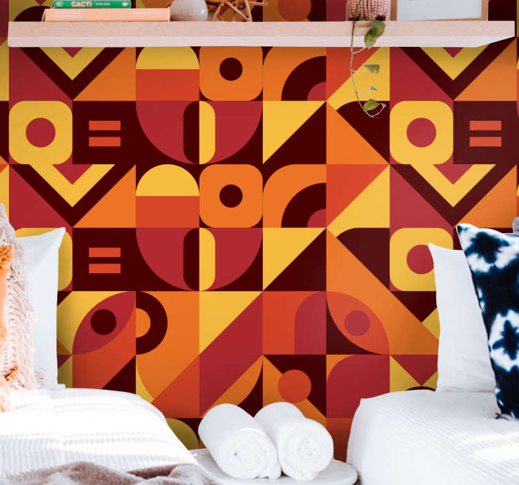 Geometric Love shapes wallpaper - TenStickers