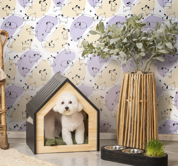 nordic dog pattern dogs wallpaper - TenStickers