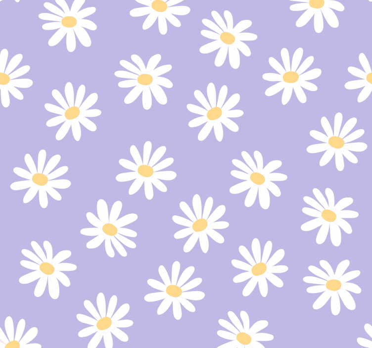 White simple flowers on lila wallpaper - TenStickers