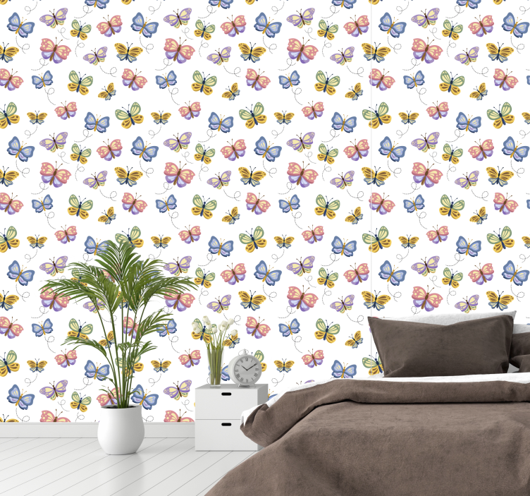 Butterfly Pattern butterfly wallpaper - TenStickers