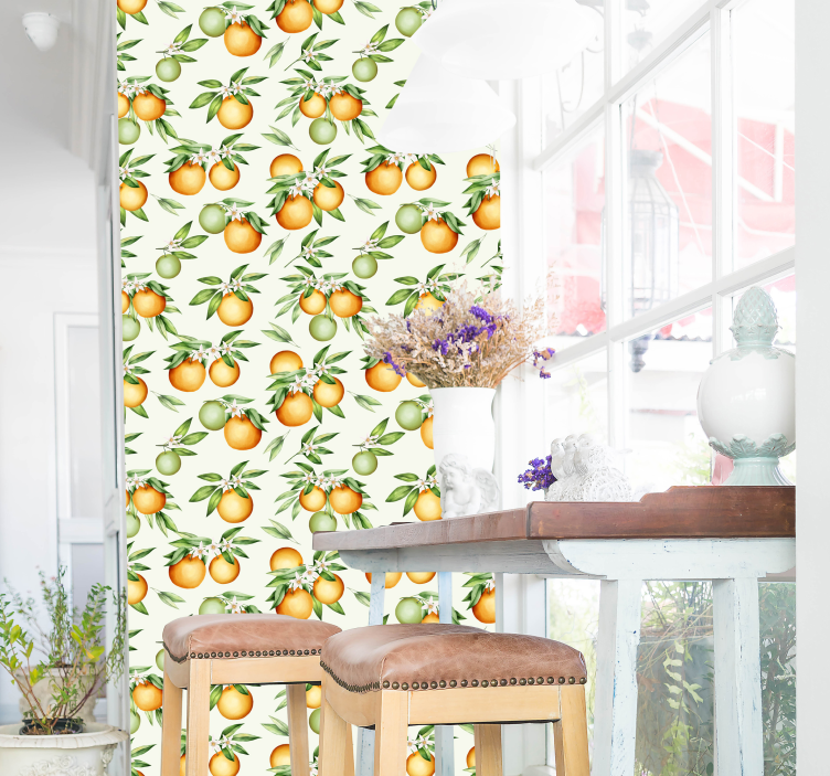 Citrus Fruit Motif dining room wallpaper - TenStickers