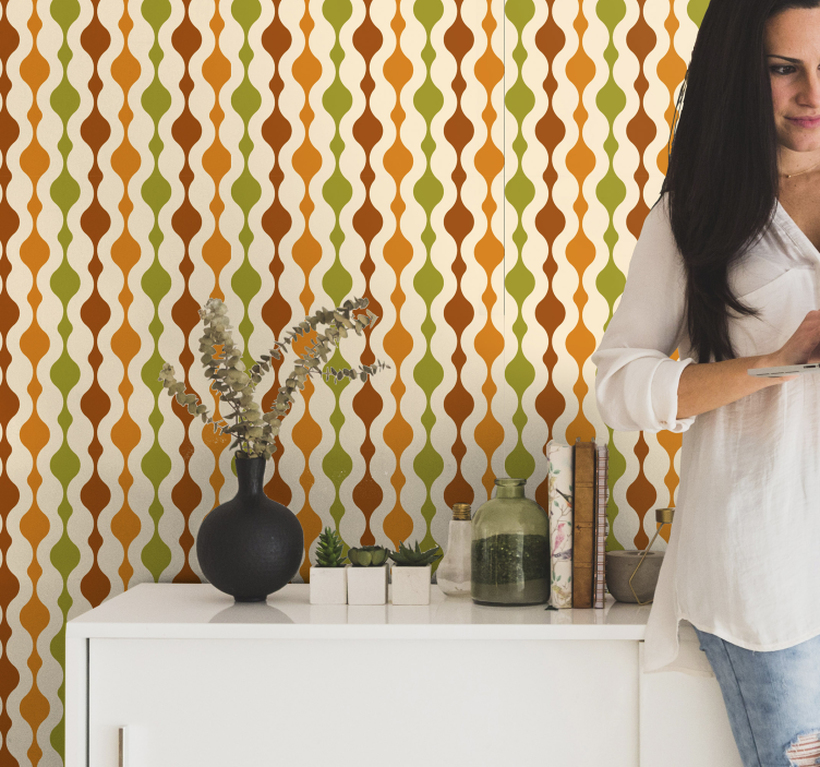 70s stripe figures  vintage wallpaper - TenStickers