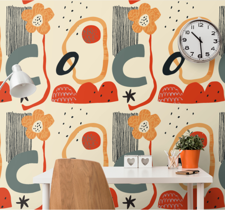 Abstract Floral Shapes ornamental wallpaper - TenStickers