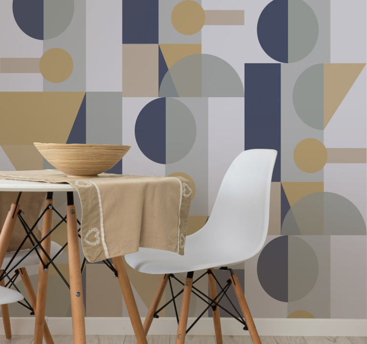 Abstract shapes composition geometric wallpaper - TenStickers