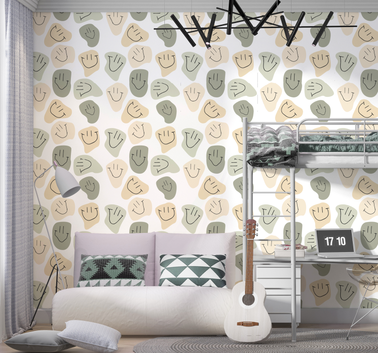 Abstract Smiley Patterns art wallpaper - TenStickers