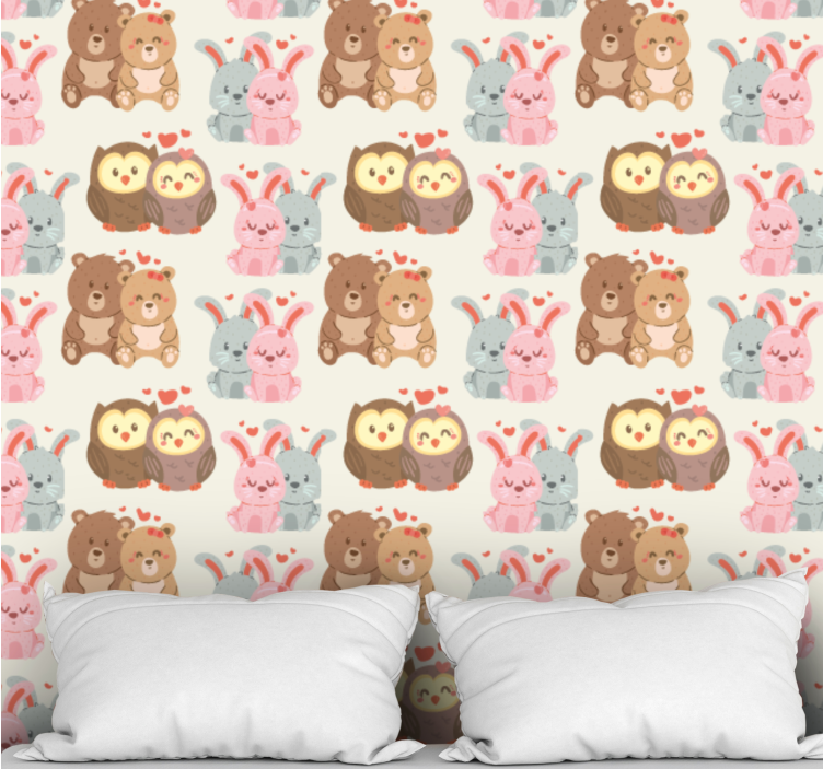 Adorable Animal Pairs animal wallpaper - TenStickers