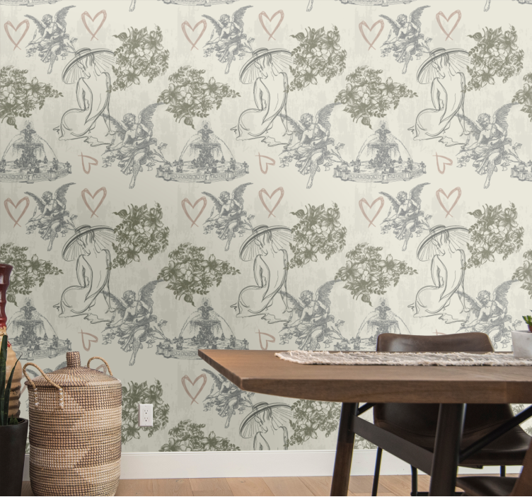 Angelic floral motif flower wallpaper - TenStickers