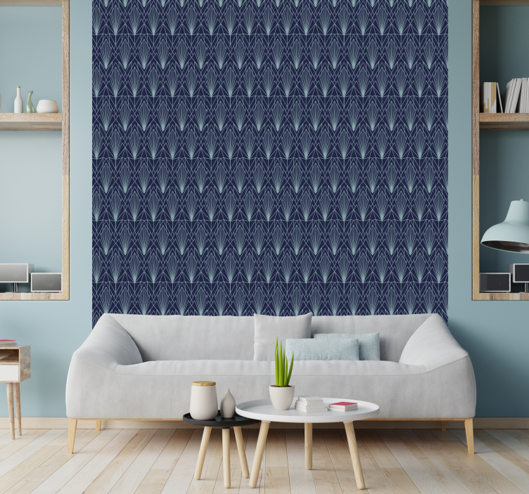 Angular azure forms living room wallpaper - TenStickers