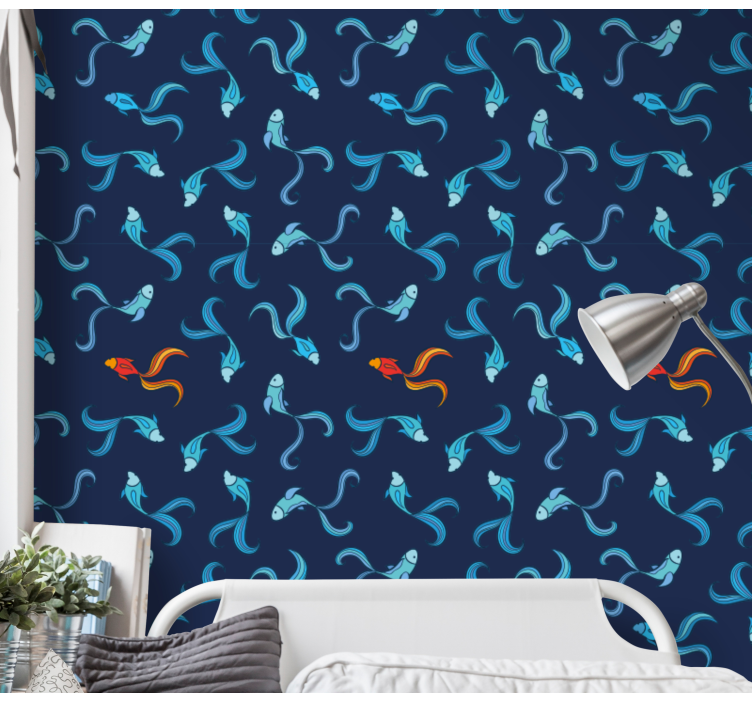 Aquatic Fauna Patterns fish wallpaper - TenStickers